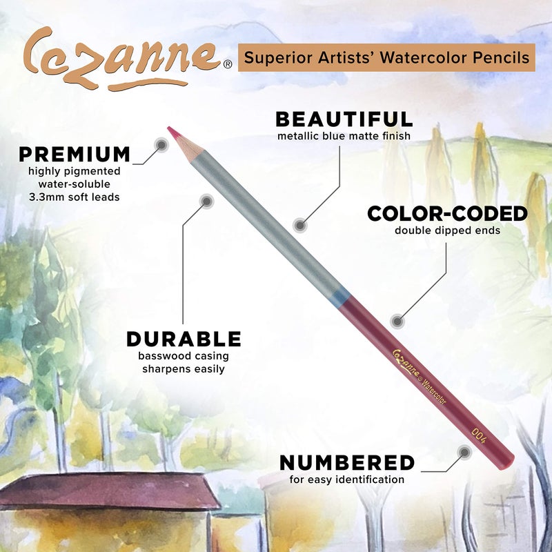 cezanne Creative Mark Cezanne Watercolor Pencil Set of 24 - Professional Artist Quality Soft Core Leads for Watercolour Painting, Coloring, Drawing, Layering, Blending, Shading, Use Wet or Dry - Image 5